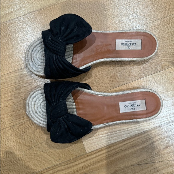 Valentino Suede Espadrilles
•   Black
•   Printed
•   Bow Accents - Picture 2 of 3